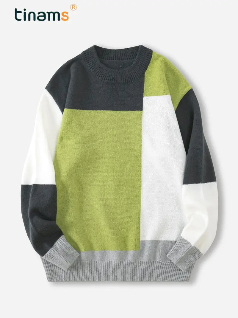 Herren Pullover Farbblock Modern - IdealeKleiden