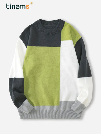 Herren Pullover Farbblock Modern - IdealeKleiden