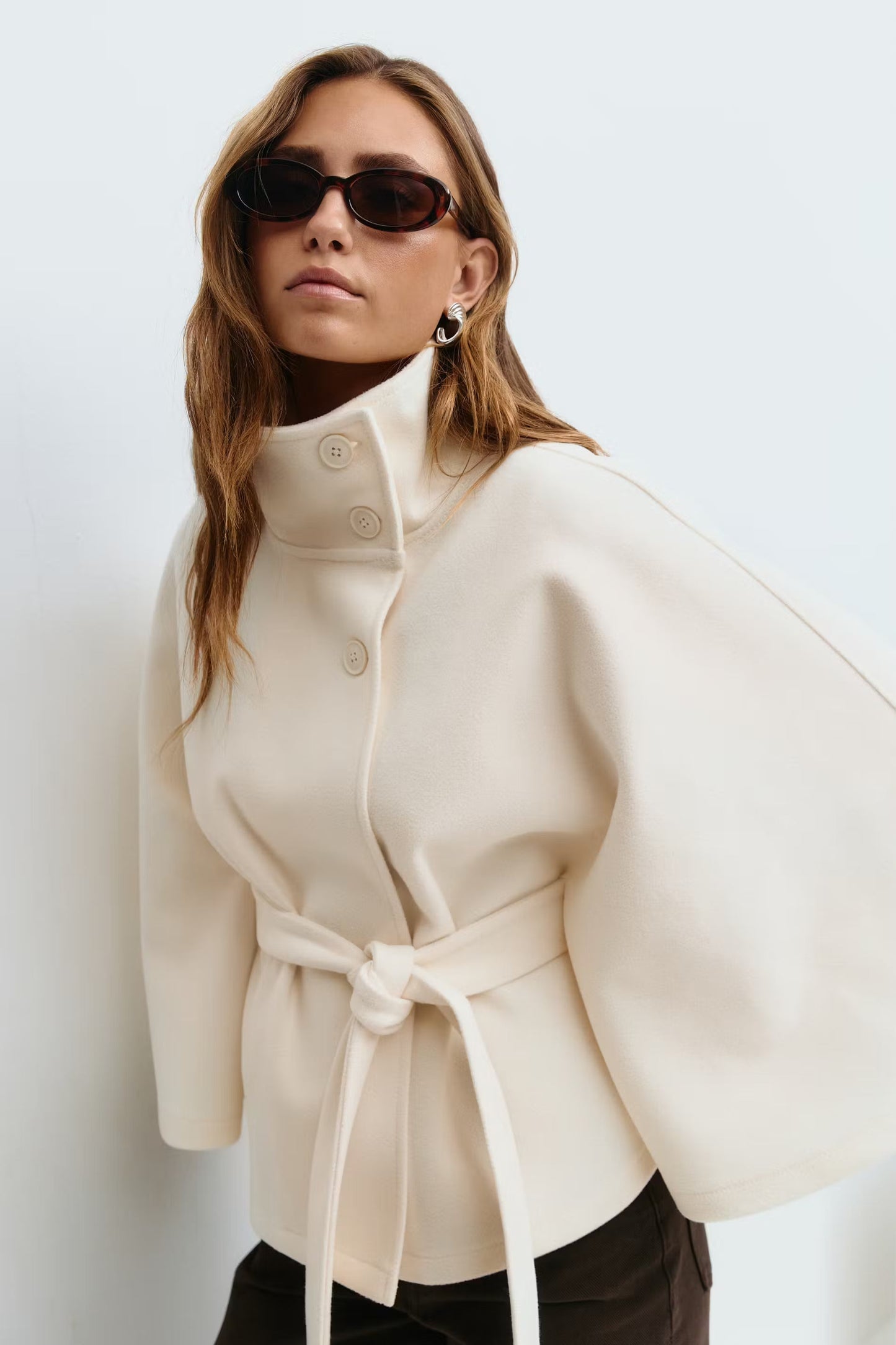 Manteau-veste grande taille pour femme avec ceinture