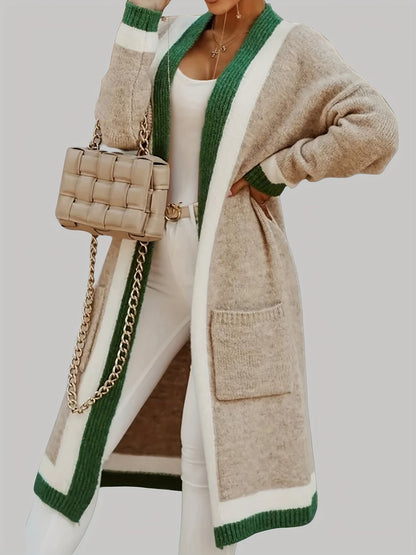 Lange Strickcardigan Herbstlich Elegant Damen - IdealeKleiden
