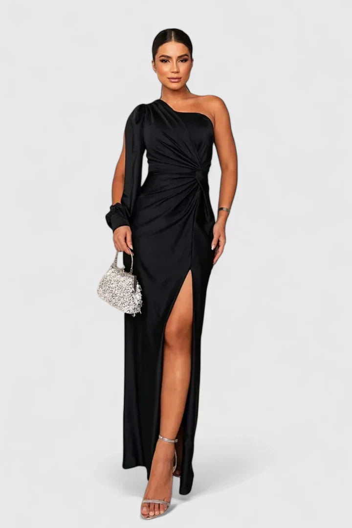 Robe de soirée élégante pour femme, asymétrique à une épaule