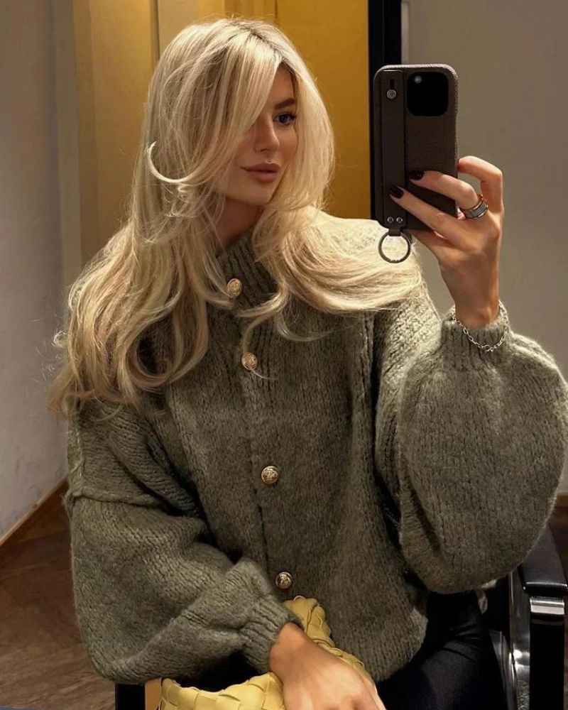 Cardigan confortable pour femme, coupe ample et tombante