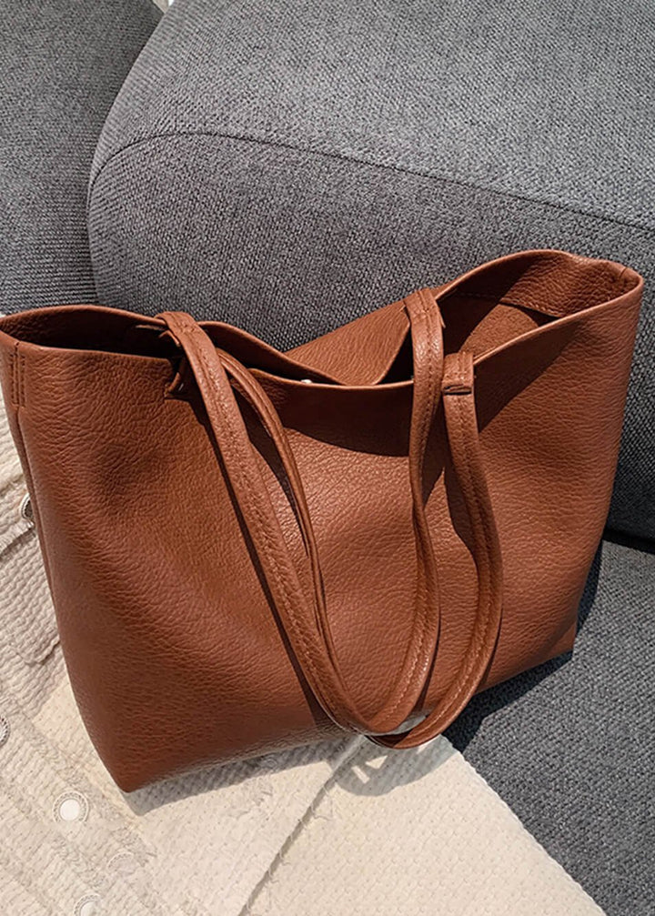 Grand Sac à bandoulière en cuir véritable souple pour femme