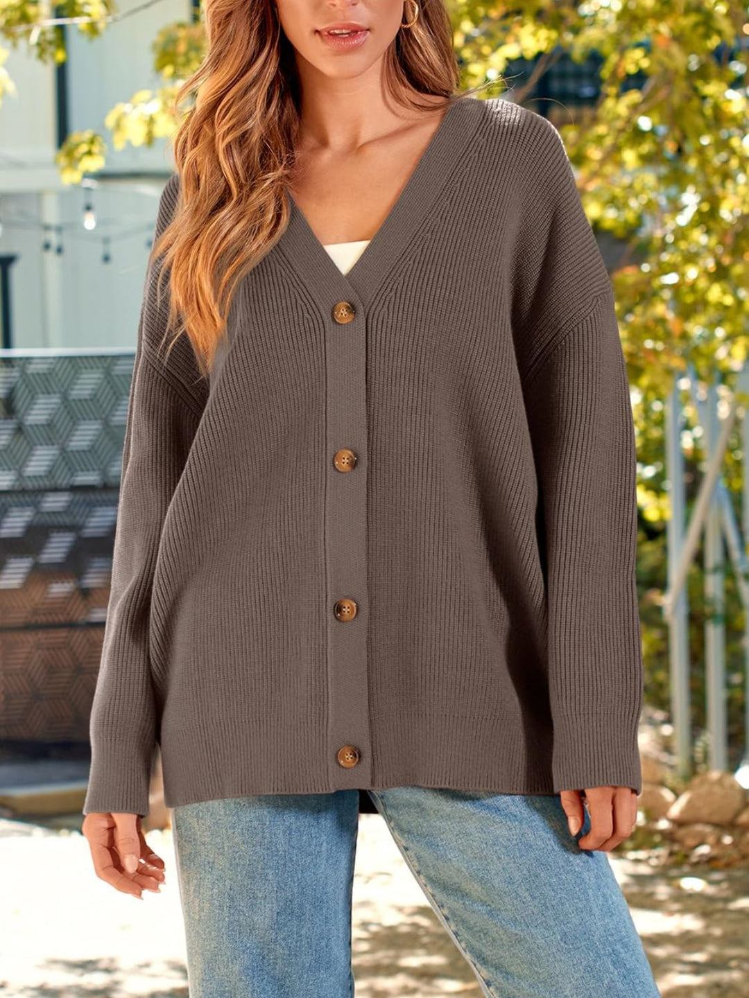 Cardigan femme stylé manches longues boutons
