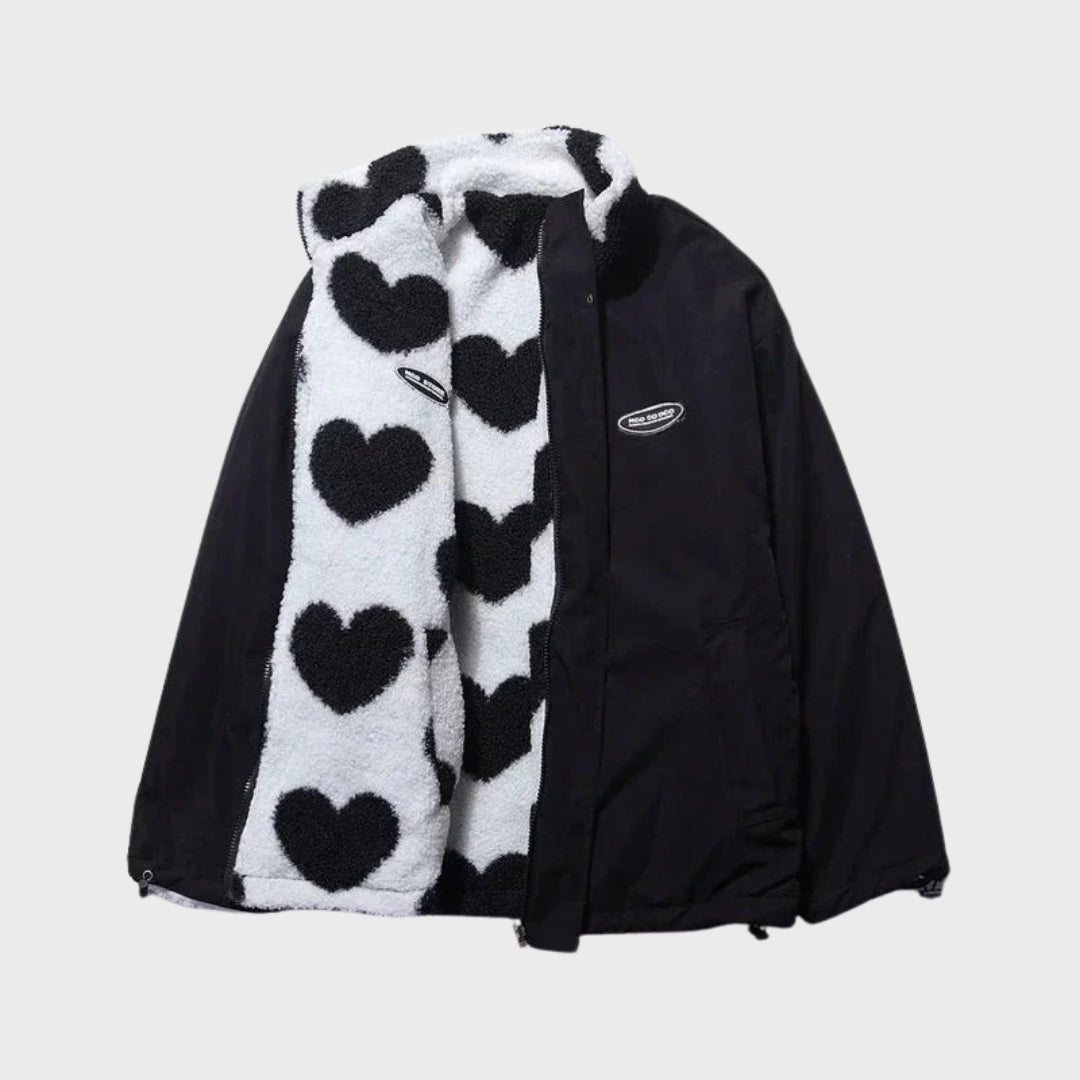 Veste réversible en forme de cœur pour femme