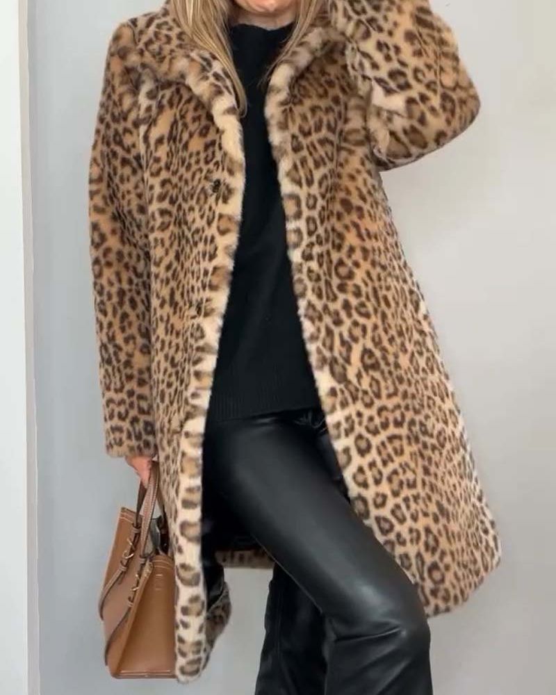 Veste léopard femme longue douce noire