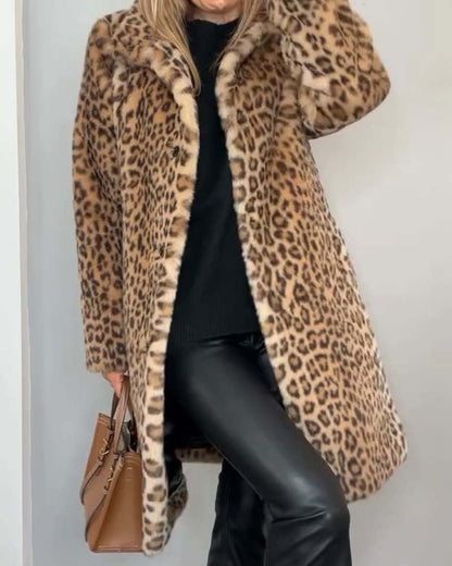 Veste léopard femme longue douce noire