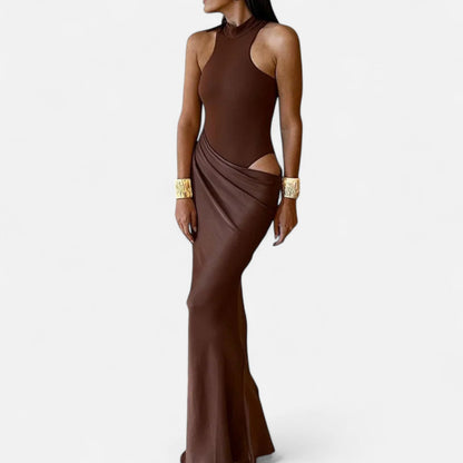 Robe longue femme Col nu découpé Robe d'été