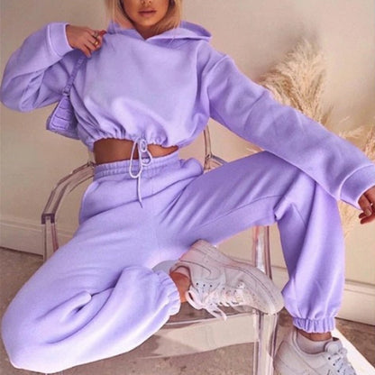Ensemble de jogging deux pièces confortable avec hoodie à capuche