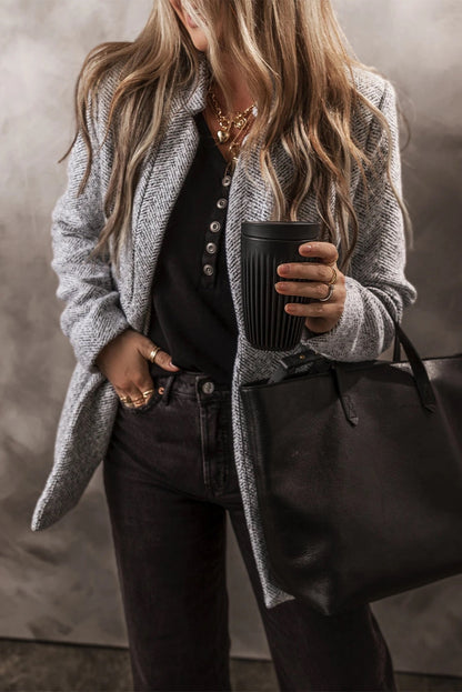 Veste femme moderne grise col revers
