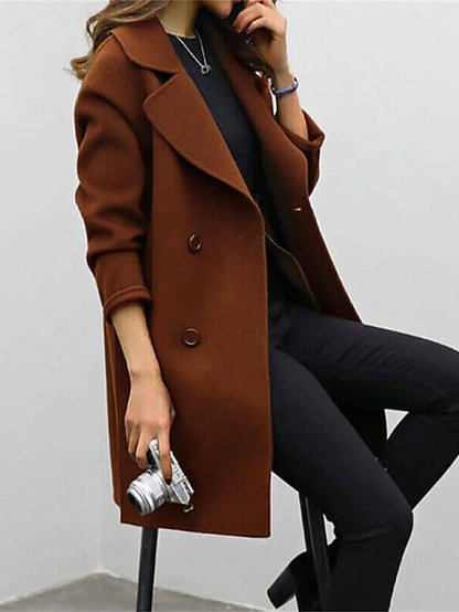 Manteau d'hiver croisé en mélange de laine Noir