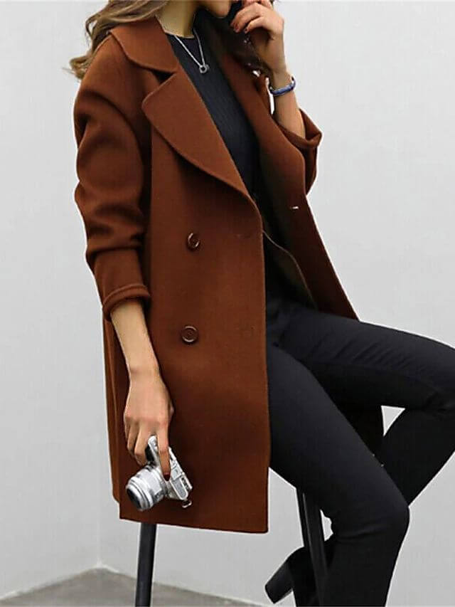 Manteau d'hiver élégant en laine pour femme