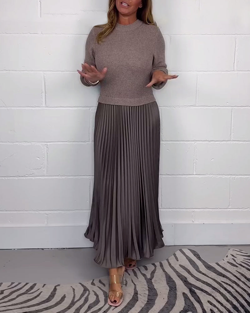 Robe patchwork tendance Colorée Plissée