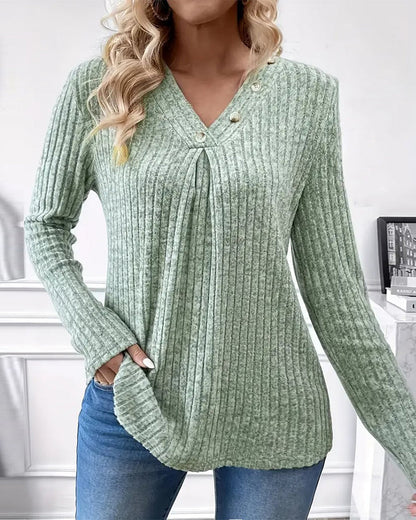 Élégant chemisier pour femme col V manches longues