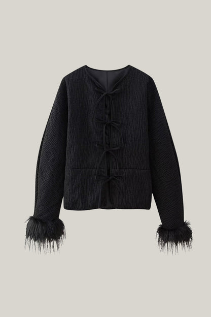 Veste femme motif plumes tendance