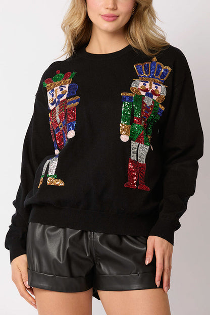 Pull Soldat de Noël Idée cadeau Festif Pailleté