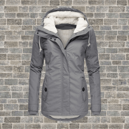 Parka long d'hiver pour femme avec garniture de fourrure de luxe