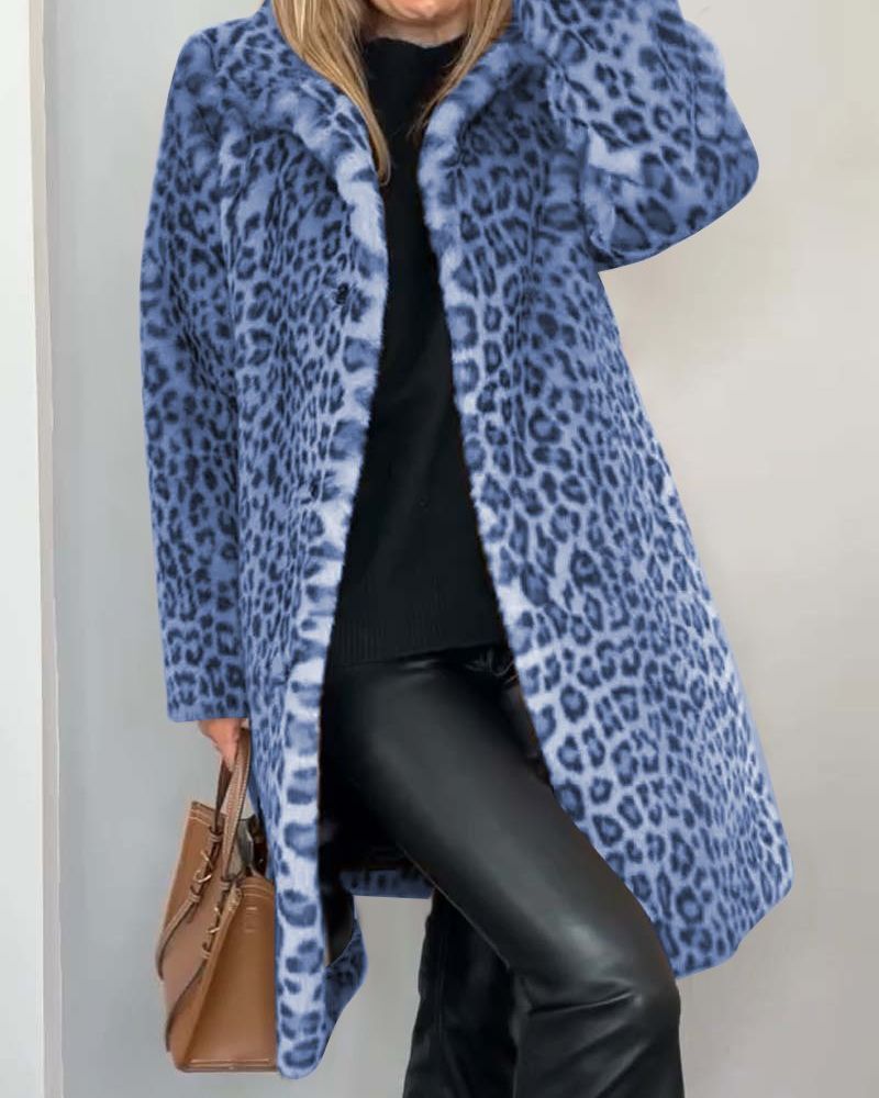 Veste léopard femme longue douce noire