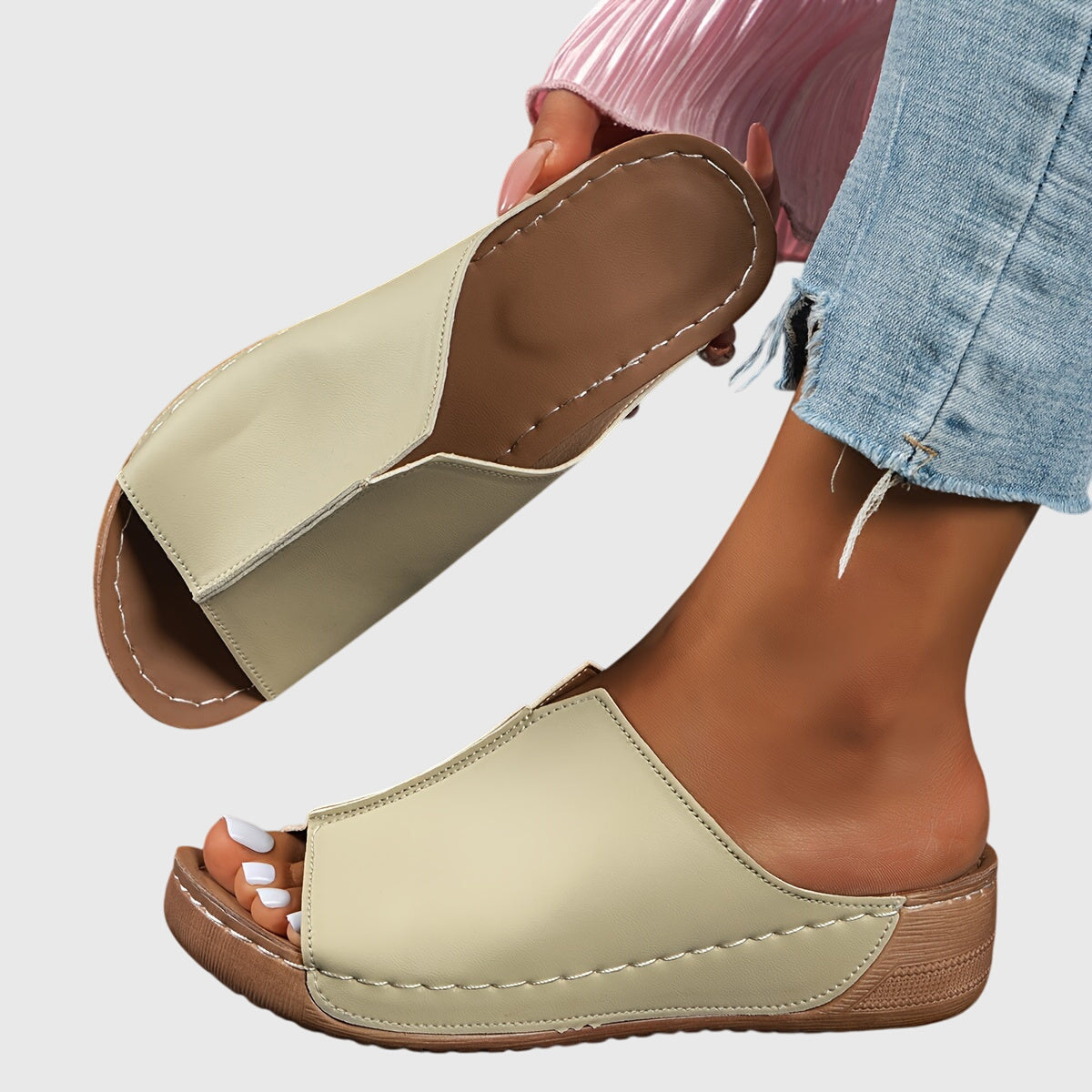 Sandales compensées ouvertes élégantes pour femmes