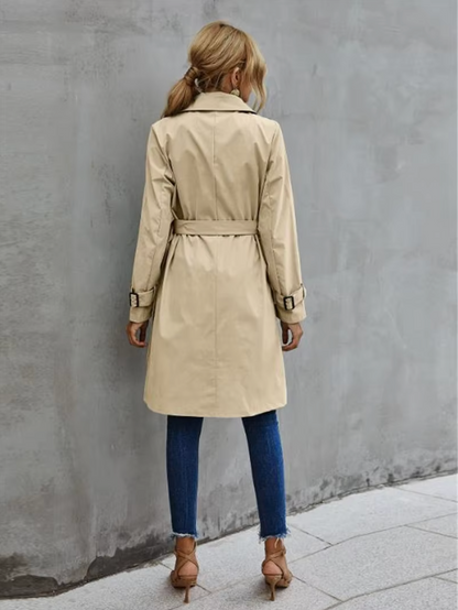 Eleganter Trenchcoat Lang Damen Mantel - IdealeKleiden