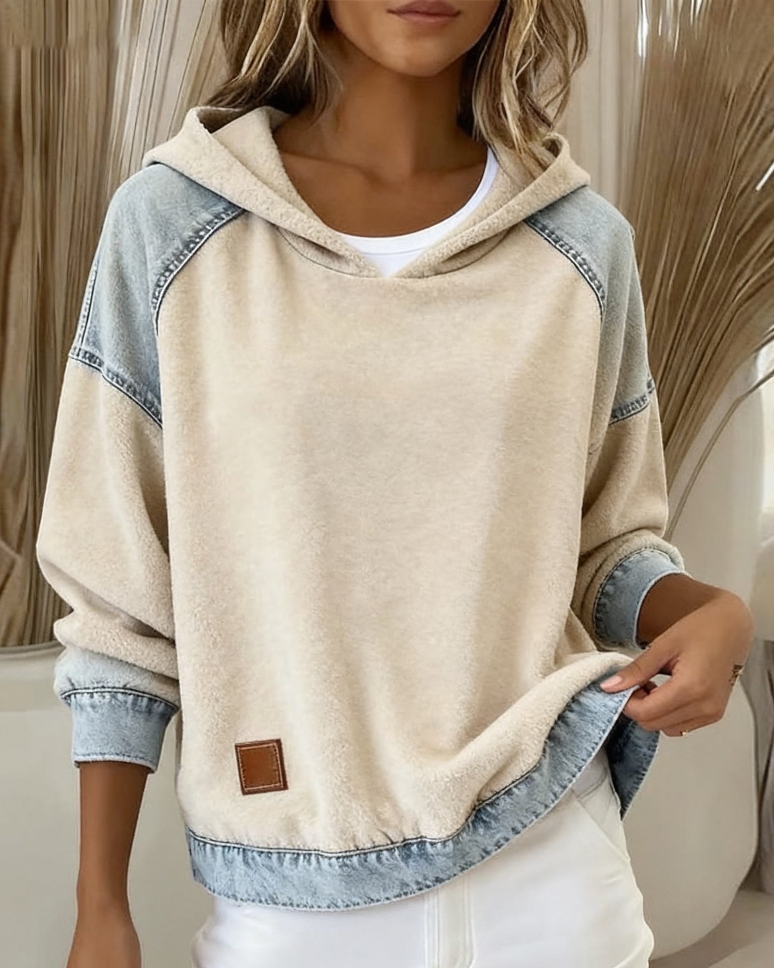Kapuzenpullover Mit Kontrast-Tasche Trendy Style - IdealeKleiden