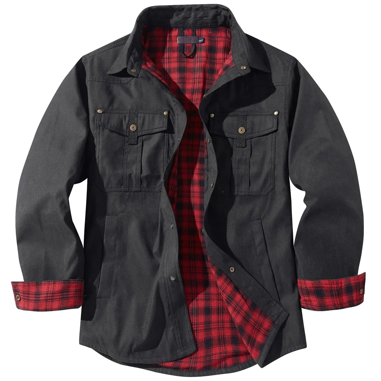 Grande taille homme veste flanelle à carreaux capuche