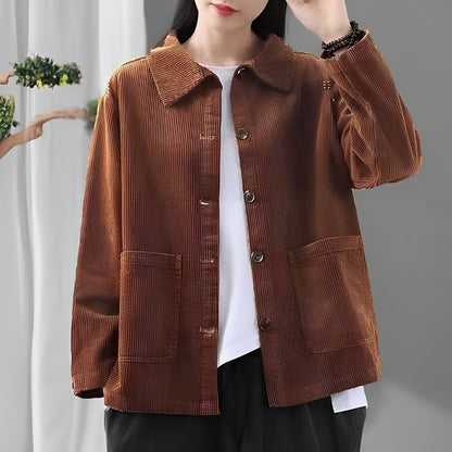 Veste femme confortable avec poches Effet velours côtelé
