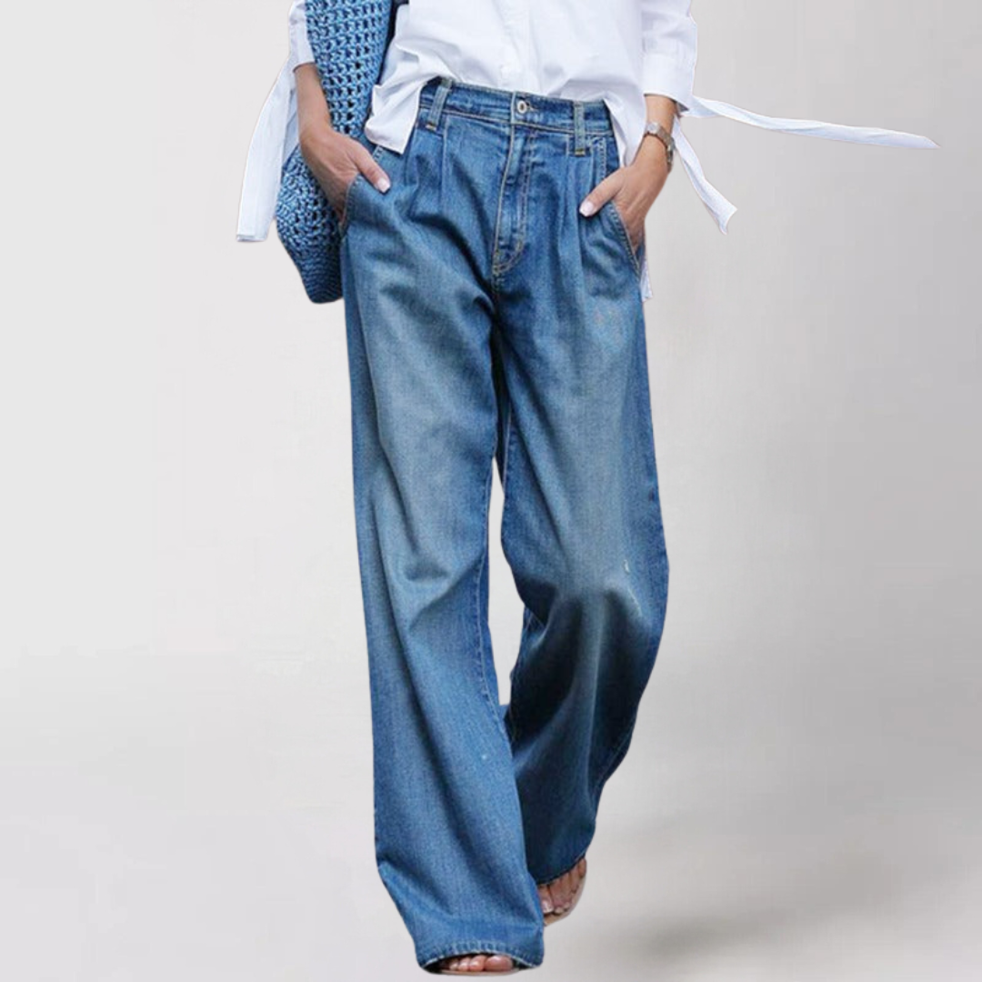 Bequeme Damenjeans Weite Bein Form - IdealeKleiden