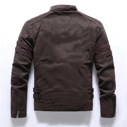 Herren Lederjacke Bikerstyle Rot - IdealeKleiden