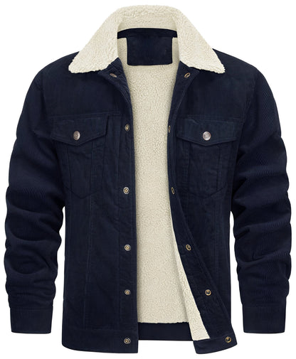 Veste en velours côtelé douillette pour hommes
