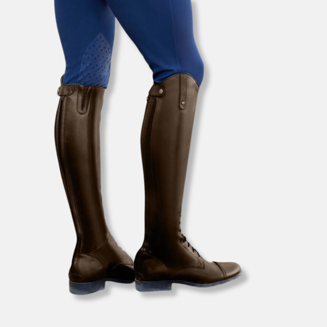 Bottes d'équitation hautes en cuir, à lacets, hauteur genou