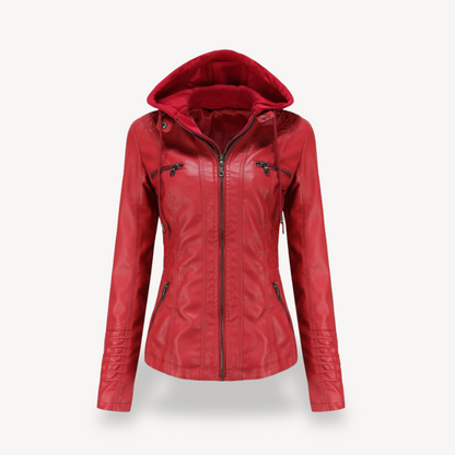 Blouson de moto élégant en similicuir pour femme