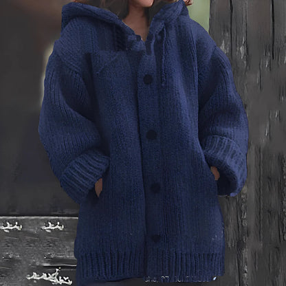 Gilet en maille à capuche confortable avec poches pour femme