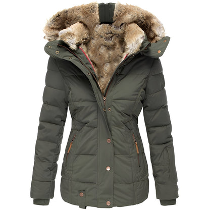 Vestes élégantes pour femme | Blouson d'hiver slim avec col en fourrure