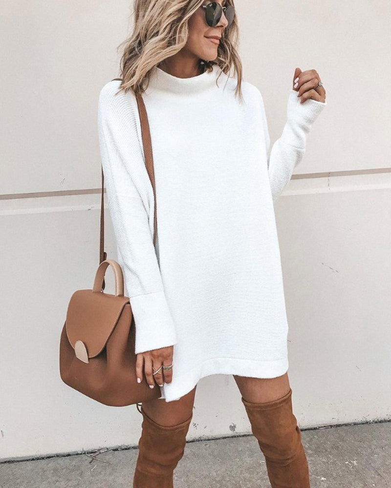 Robe décontractée à col roulé pour femme