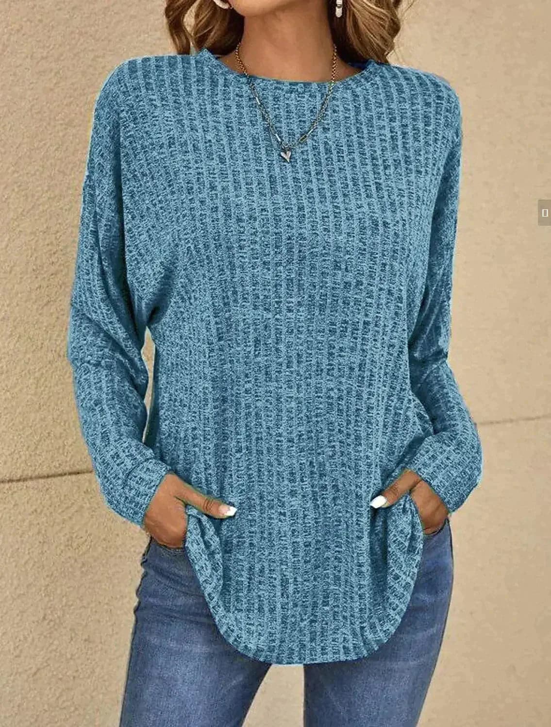 Pull-over doux tricoté pour femme, décontracté, confortable, à manches longues