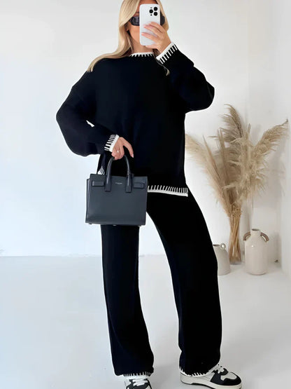 Élégant ensemble 2 pièces tricoté chaud pour femme