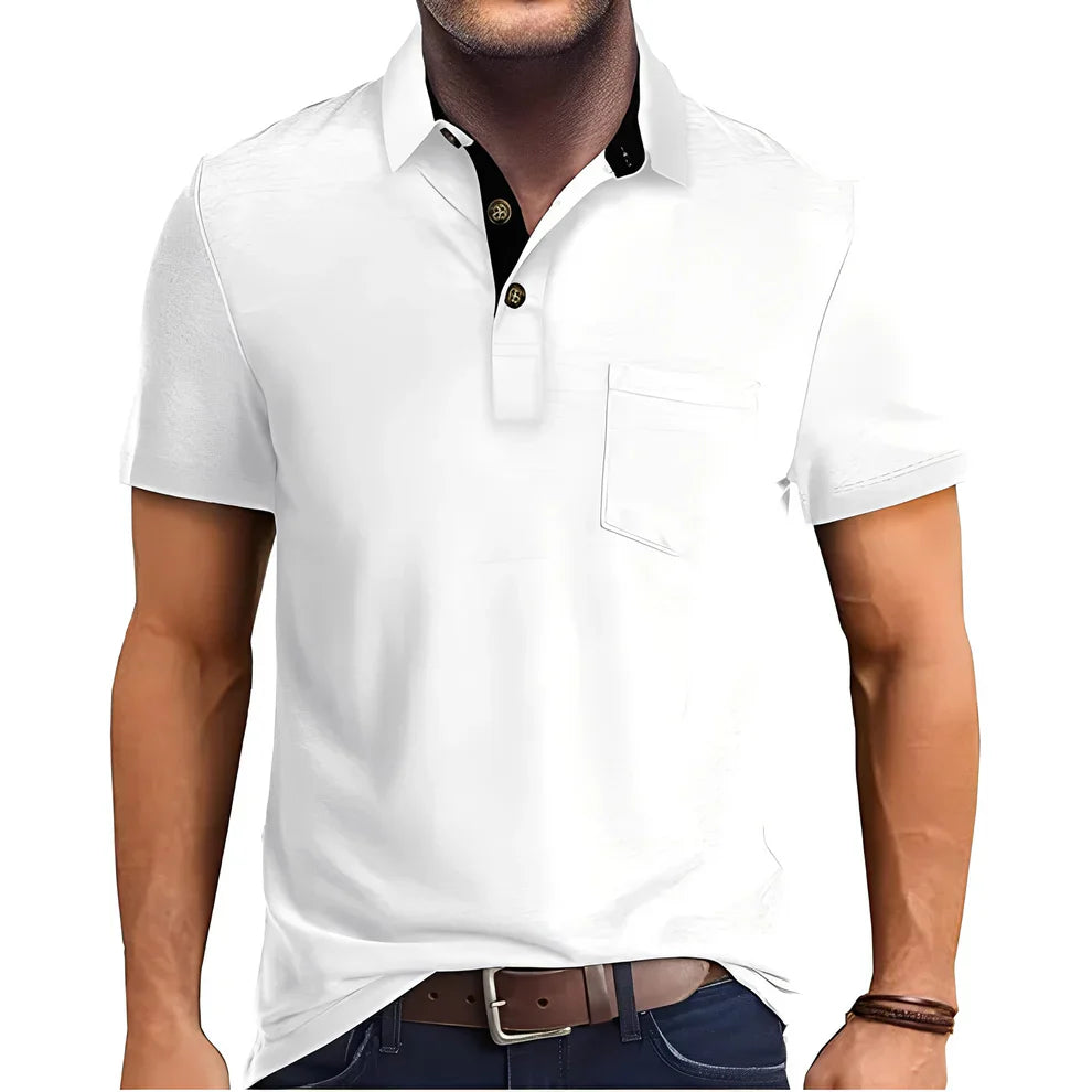 Polo rétro pour homme à manches courtes décontracté