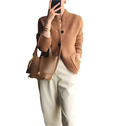 Manteau d'hiver élégant pour femme, mélange de laine crème