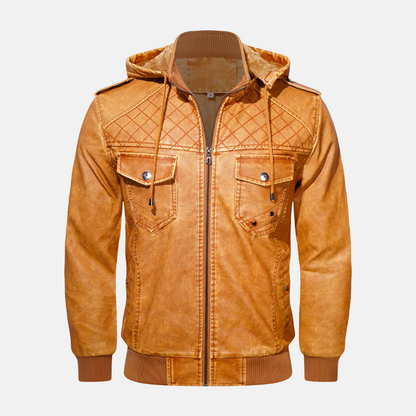 Veste en cuir à capuche élégante noire