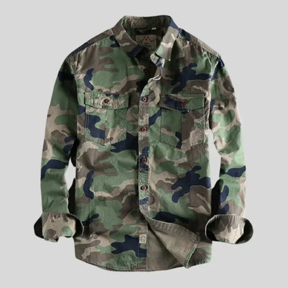 Overshirt homme camouflage manches longues à boutons