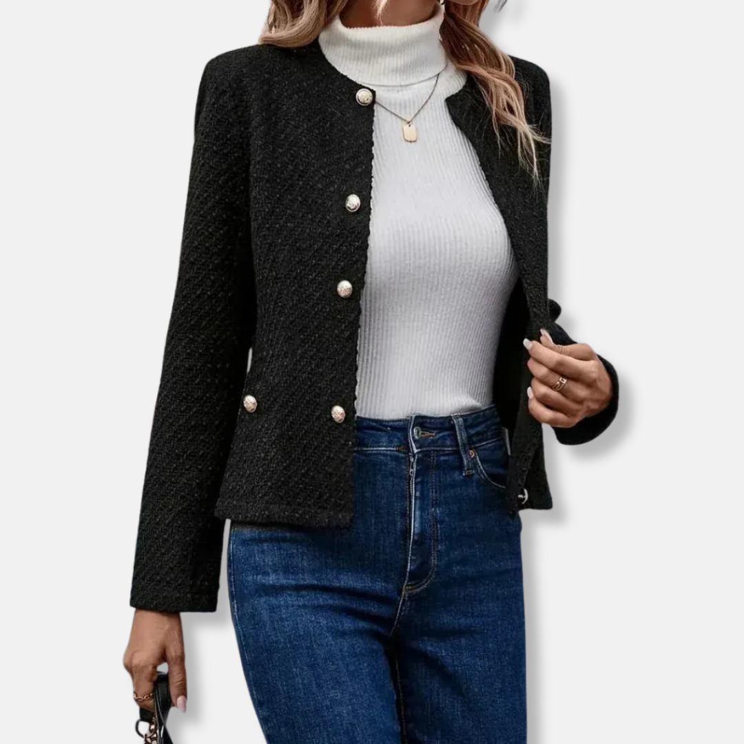 Stylische Herrenjacke Kragenlos Knöpfe Elegant - IdealeKleiden