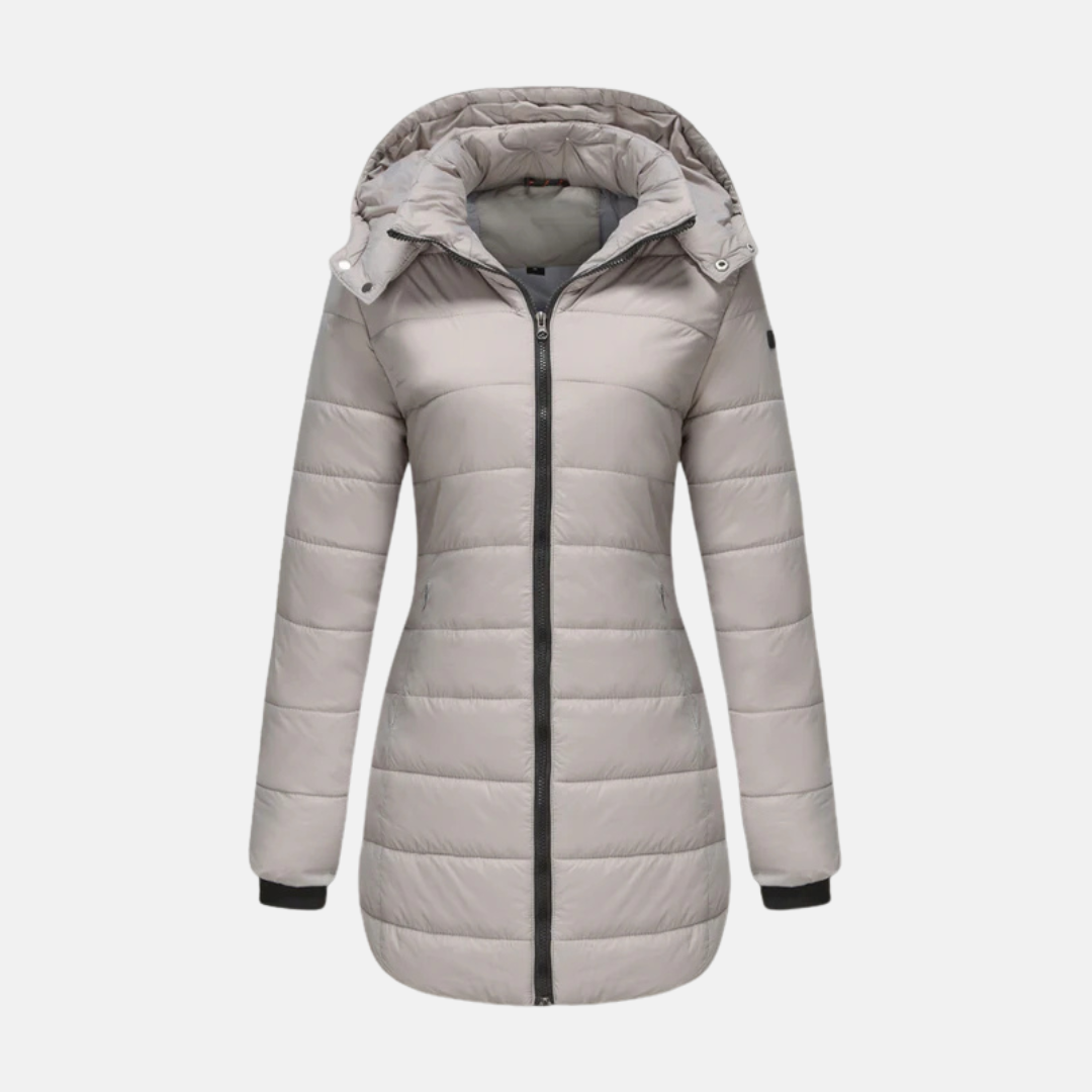Long manteau pour femme avec capuche et fermeture éclair