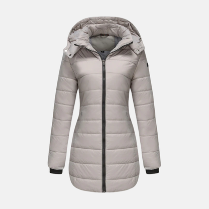 Long manteau pour femme avec capuche et fermeture éclair