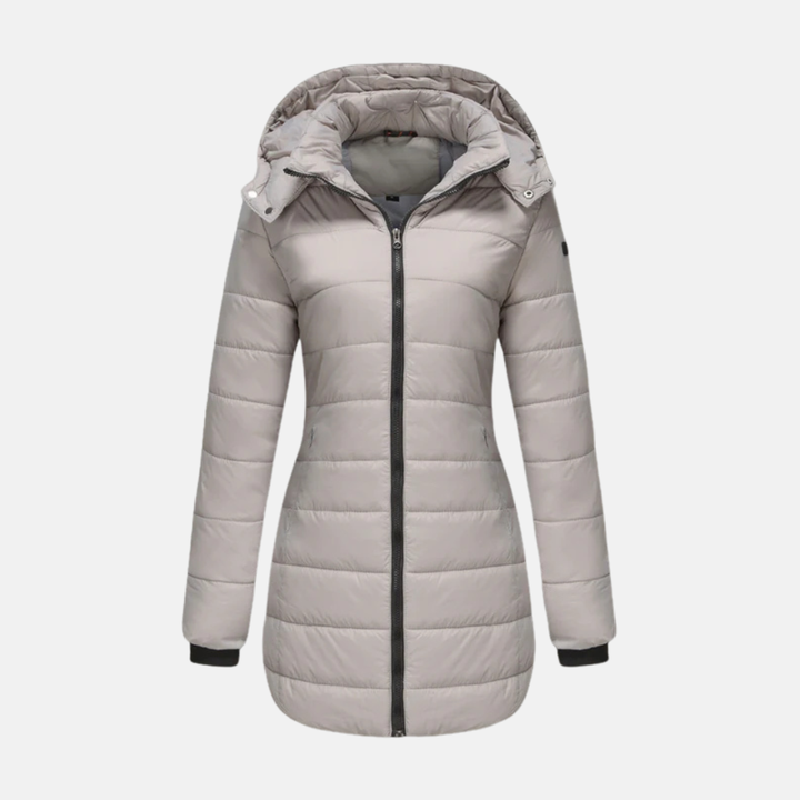 Long manteau pour femme avec capuche et fermeture éclair
