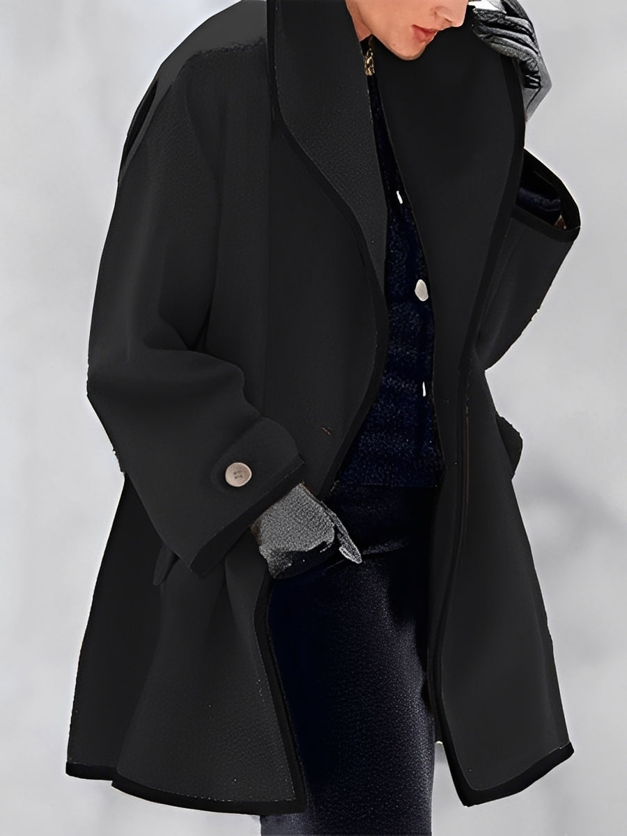 Manteau de laine élégant pour femme, coupe classique longue