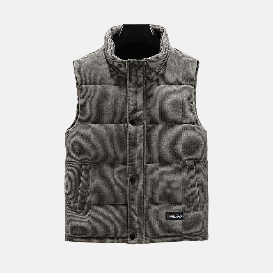 Gilet homme en velours côtelé coupe décontractée col montant