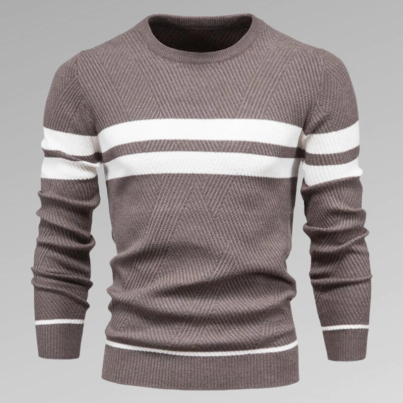 Pull en tricot à rayures col rond moderne pour hommes