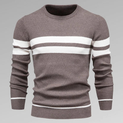 Pull en tricot à rayures col rond moderne pour hommes
