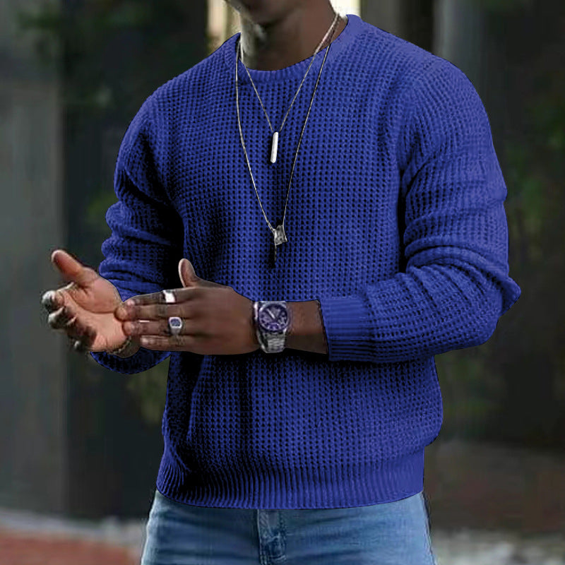 Pull pour homme à manches longues col rond avec grand motif